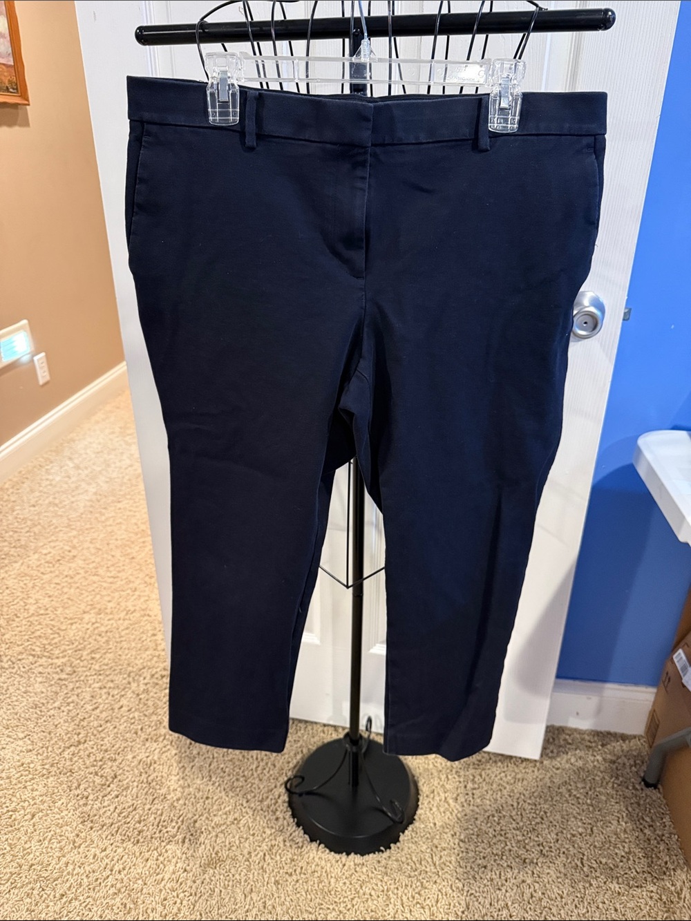 Ann Taylor Women’s The Eva Ankle Cropped Pants Capris Navy 14P